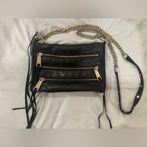 Rebecca Minkoff black & gold zipper crossbody bag